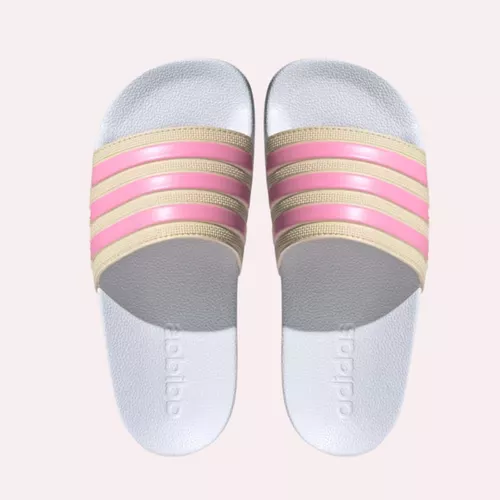 Chinelo Slide adidas Adilette Shower Rosa E Branco