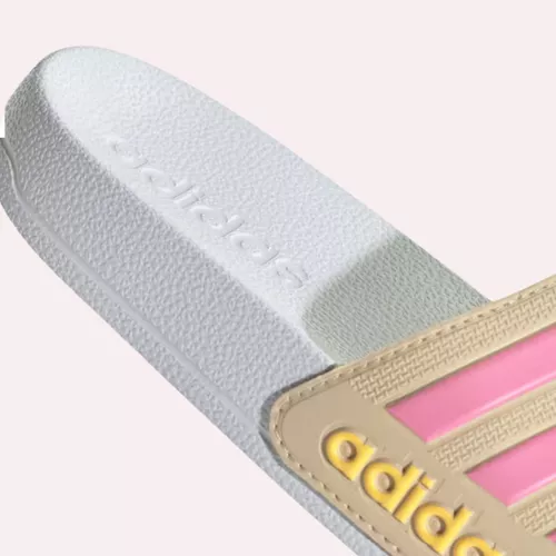 Chinelo Slide adidas Adilette Shower Rosa E Branco