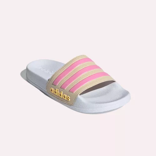 Chinelo Slide adidas Adilette Shower Rosa E Branco