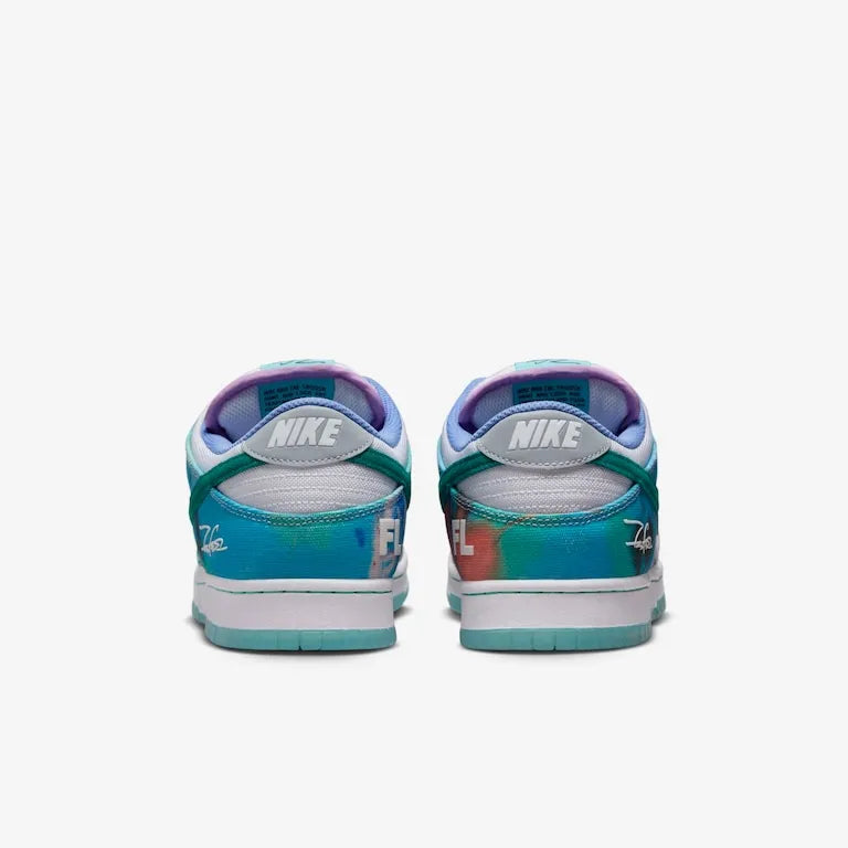 Futura Laboratories x Nike SB Dunk Low White and Geode Teal