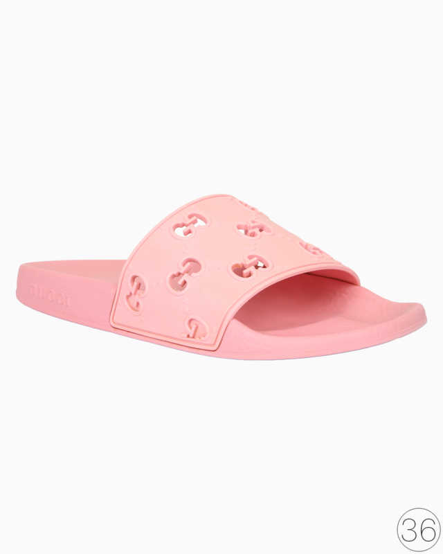 Slide Gucci GG Monograma Rubber Rosa