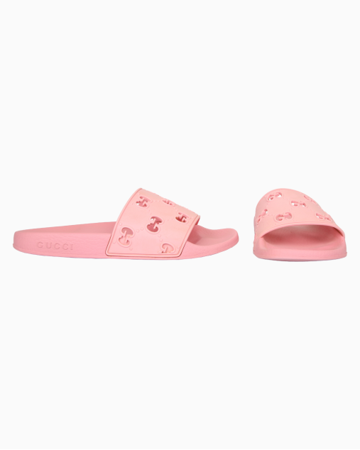 Slide Gucci GG Monograma Rubber Rosa