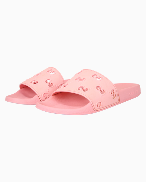 Slide Gucci GG Monograma Rubber Rosa